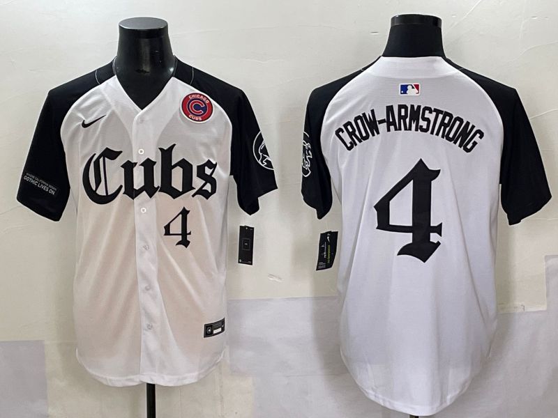 Men 2025 Chicago Cubs #4 Crow-Armstrong white black Five generations Joint Name Nike MLB Jersey style 8->chicago cubs->MLB Jersey